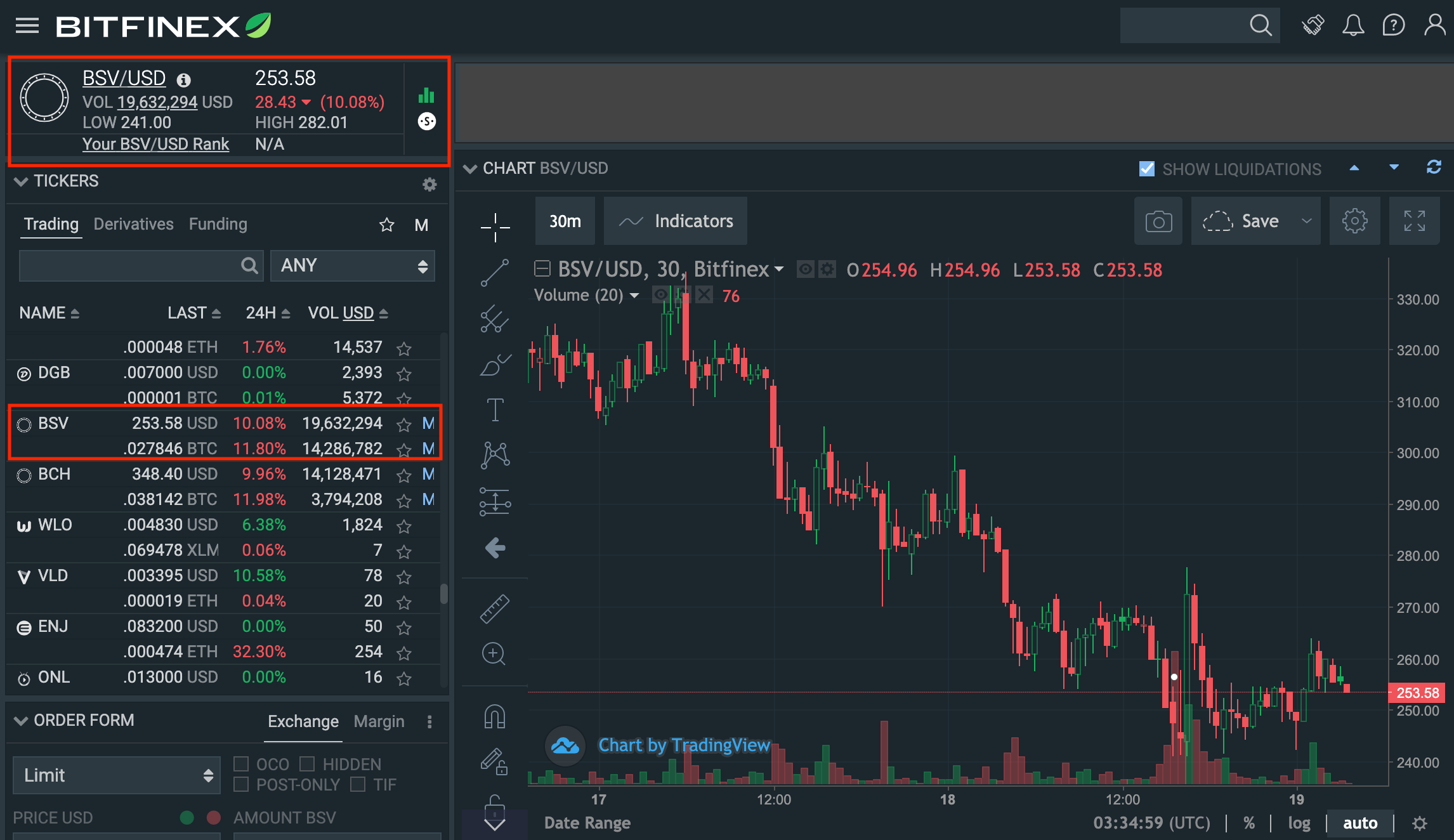 ビットコインSV（BSV）を選択